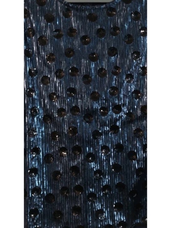 Talbot’s RSVP Womens Tank Top Size XL Sequined Formal Top Blue Black Polka Dot - Picture 8 of 8